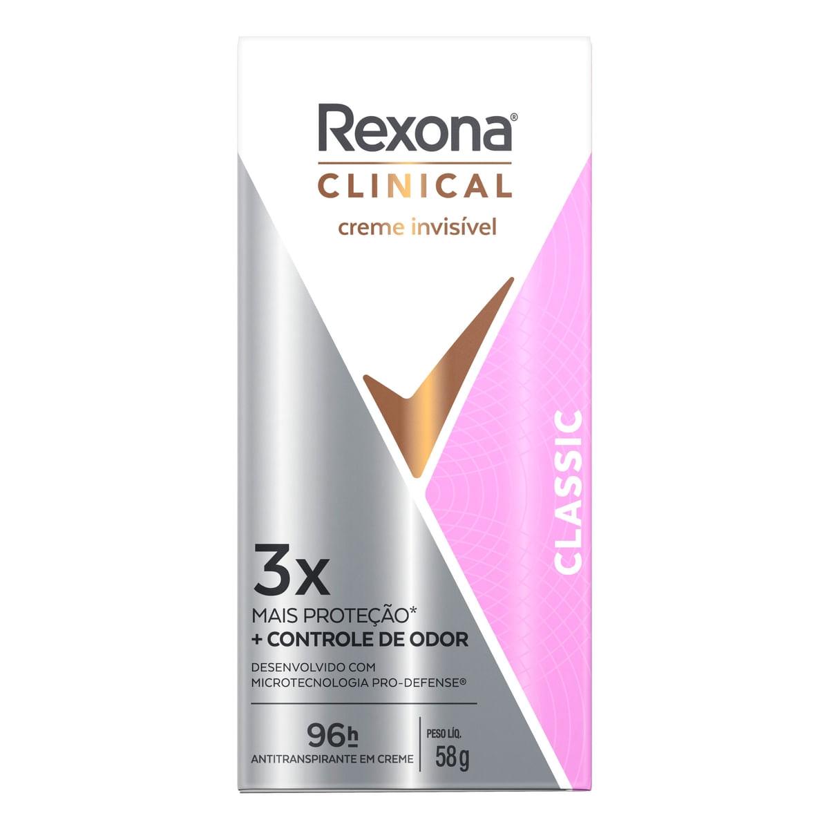 Desodorante Antitranspirante Rexona Clinical Classic 96h Creme 58g — imagem 2 | Drogaria Taveira
