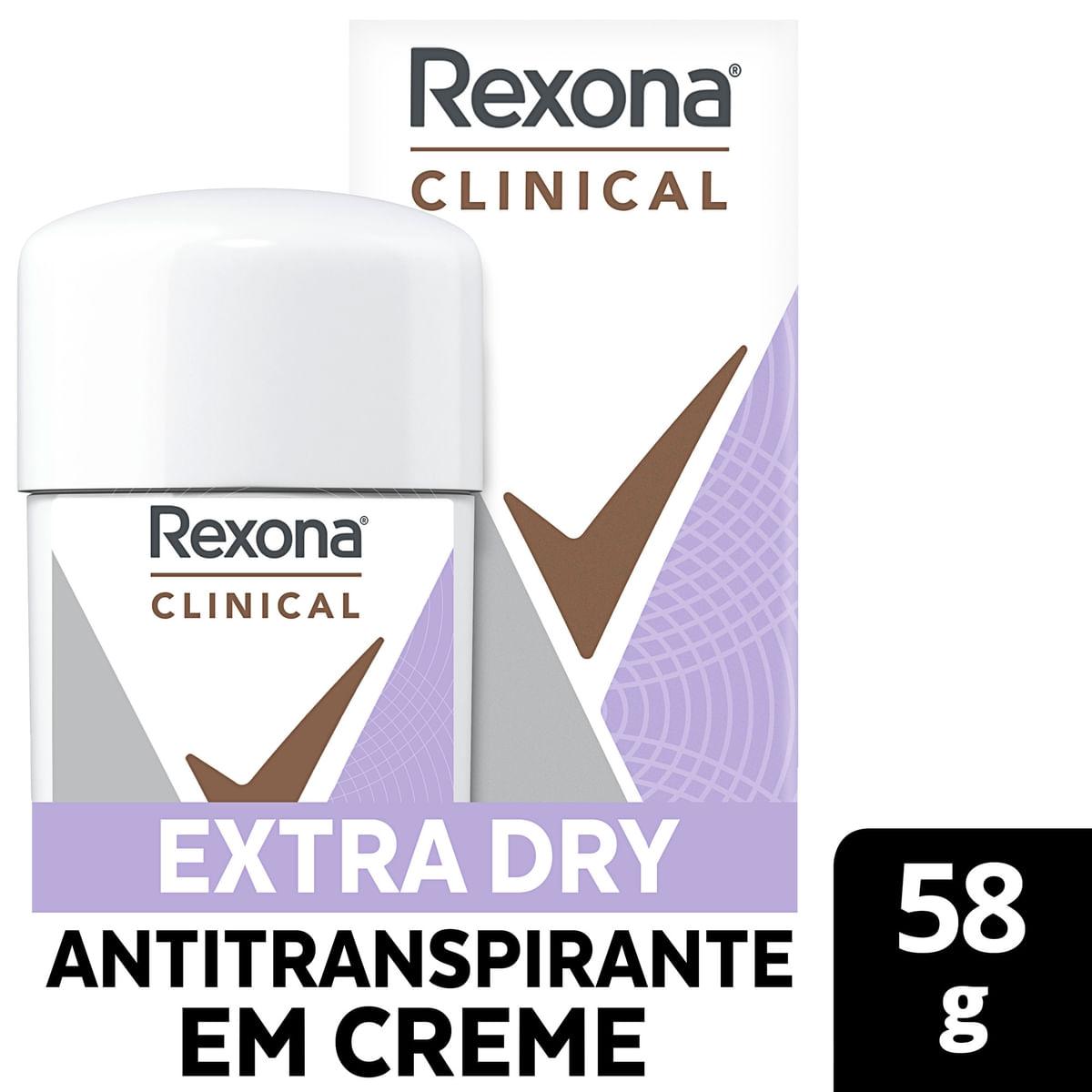 Desodorante Antitranspirante Rexona Clinical Extra Dry 96h Creme 58g — Rexona | Drogaria Taveira