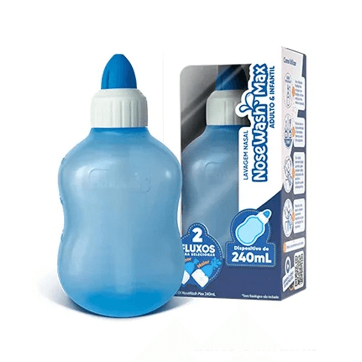 Dispositivo de Lavagem Nasal Nosewash Max Controle de Fluxo Adulto e Infantil 240ml 1 Unidade — NoseWash | Drogaria Taveira