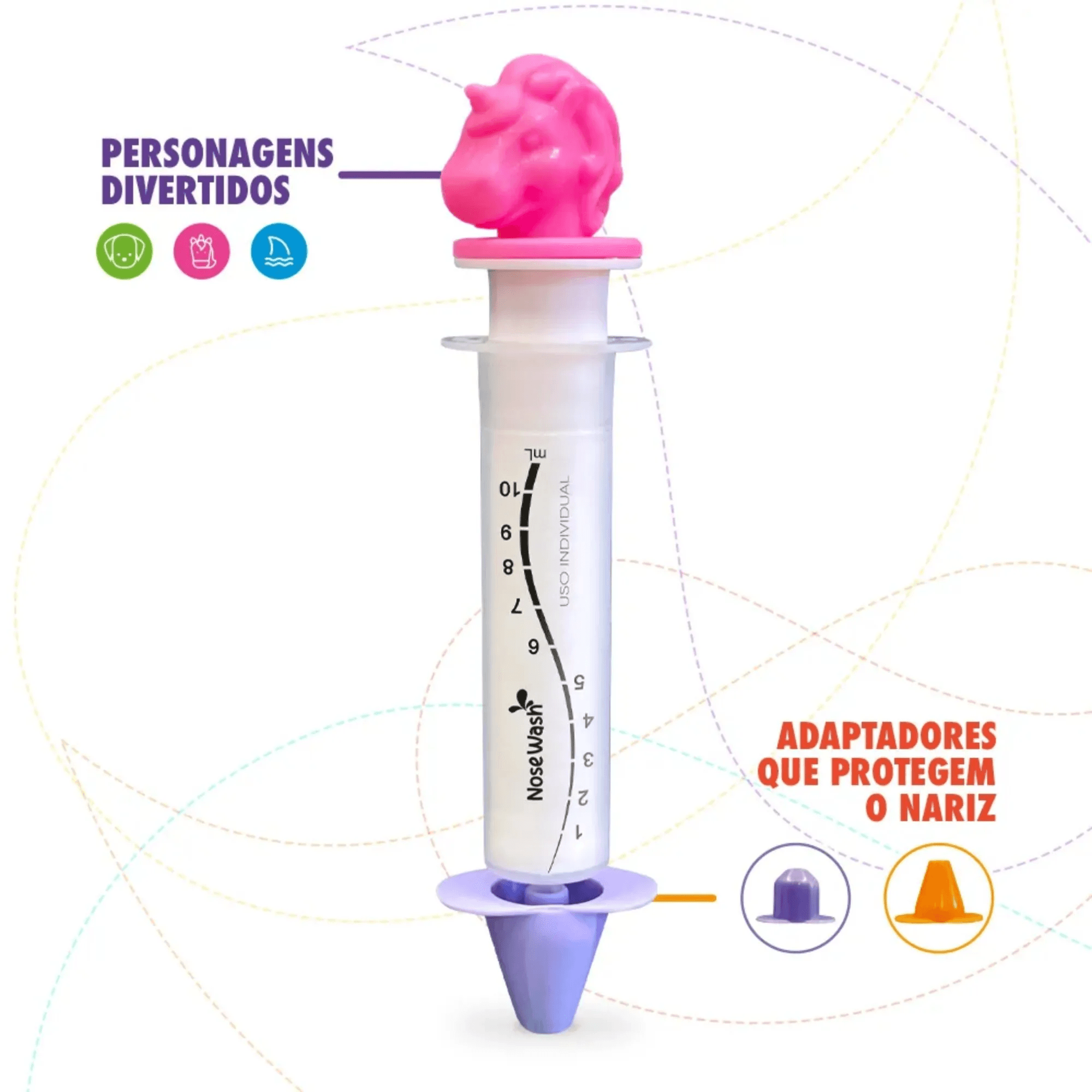 Dispositivo de Lavagem Nasal Nosewash Unicórnio 10ml + 2 Adaptadores — imagem 3 | Drogaria Taveira