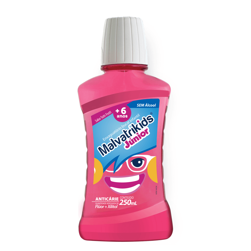 Enxaguante Bucal Infantil Malvatrikids Júnior Flúor Xilitol Zero Álcool Sabor Tutti Frutti 250ml — Malvatricin | Drogaria Taveira