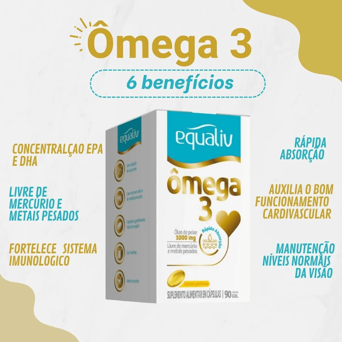 Equaliv Ômega 3 1000mg 90 Cápsulas Moles — imagem 2 | Drogaria Taveira