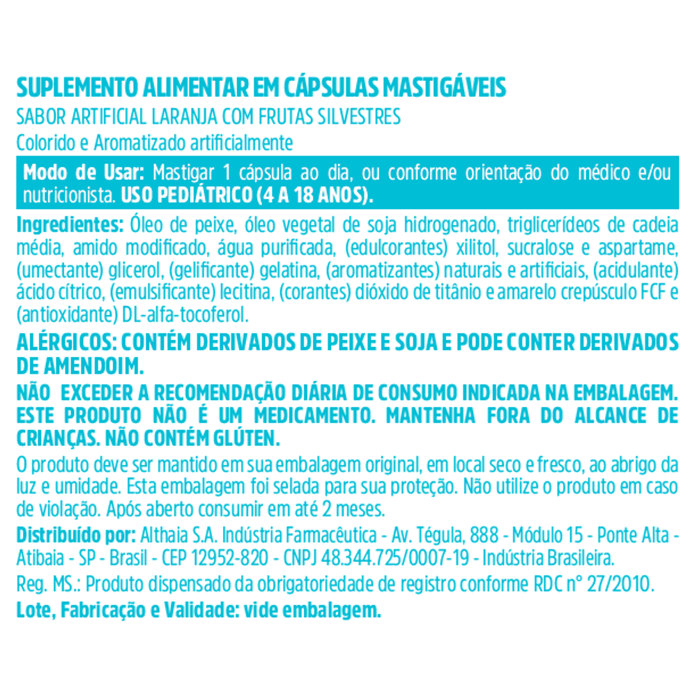 Equaliv Ômega 3 Pro Kids Oil Sabor Laranja 30 Cápsulas Mastigáveis — imagem 2 | Drogaria Taveira