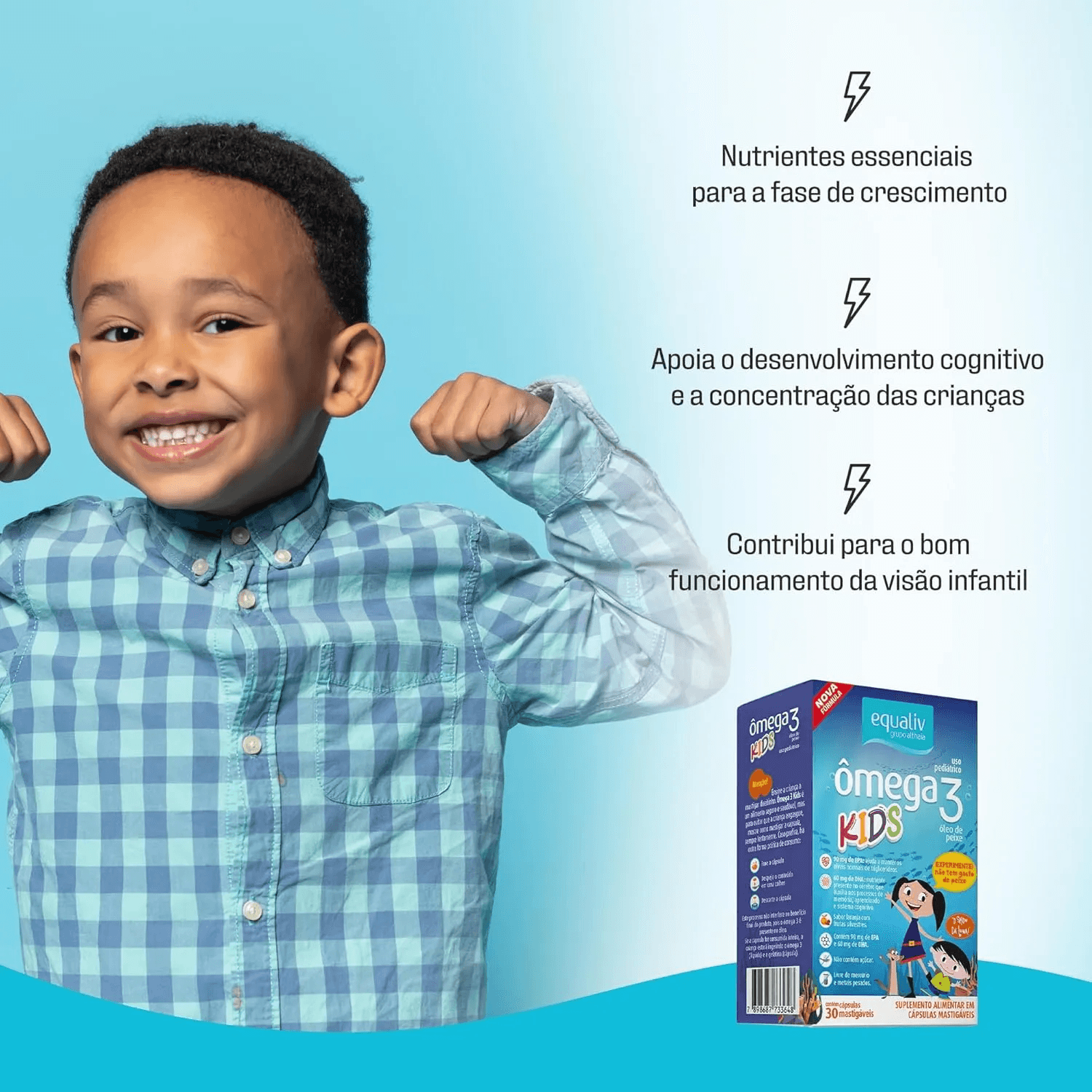 Equaliv Ômega 3 Pro Kids Oil Sabor Laranja 30 Cápsulas Mastigáveis — imagem 4 | Drogaria Taveira