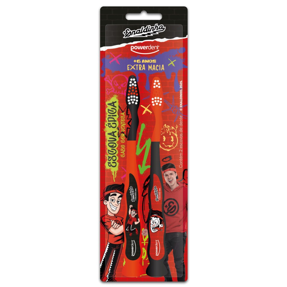 Escova De Dente Infantil Powerdent Enaldinho 2 Unidades — Powerdent | Drogaria Taveira