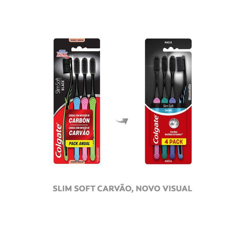 Escova Dental Colgate Slim Soft Black Infusão de Carvão Cerdas Macia 4 Unidades — imagem 3 | Drogaria Taveira