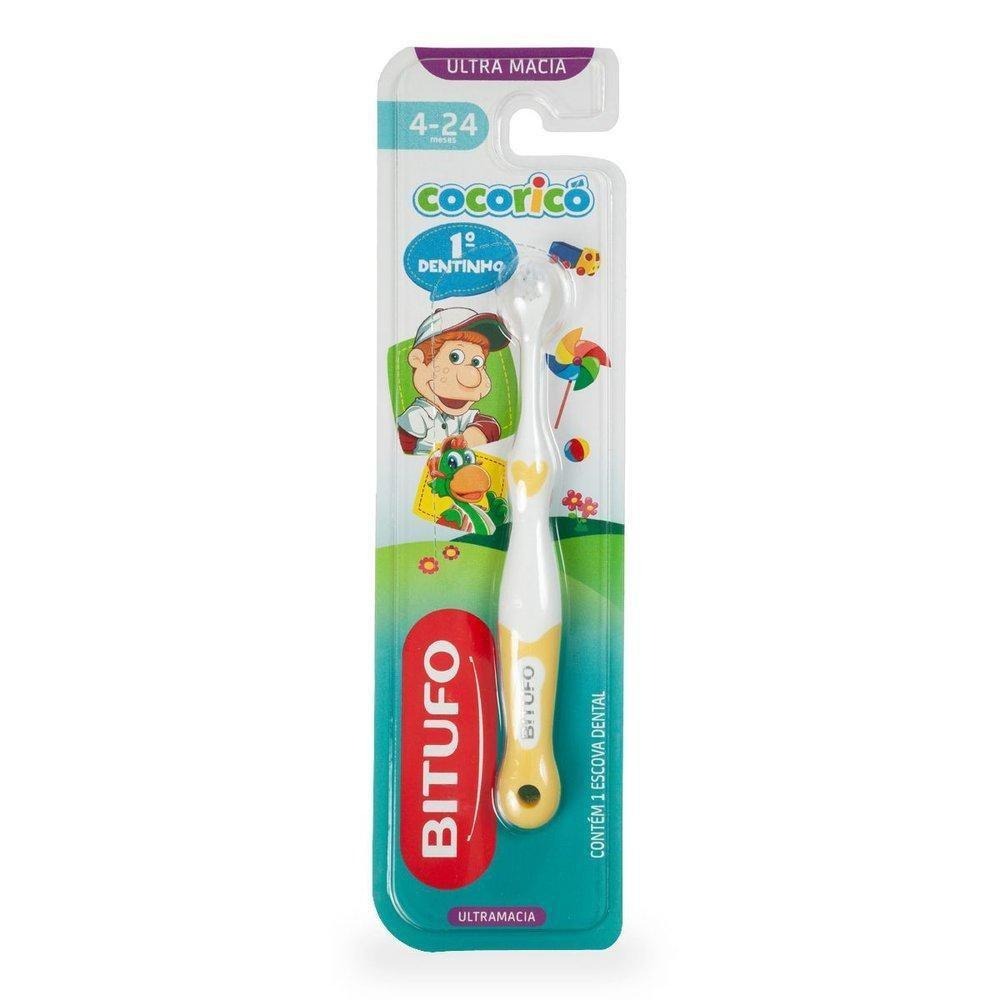 Escova Dental Infantil Bitufo 1 Dentinho Cocoricó Ultra Macia de 4 a 24 meses 1 Unidade — Bitufo | Drogaria Taveira