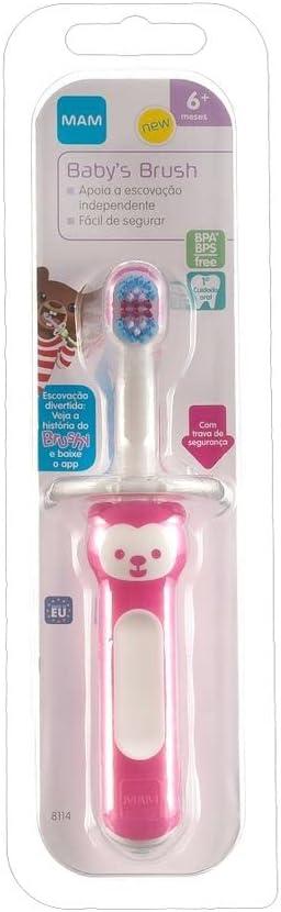 Escova Dental Infantil MAM Baby's Brush +6 meses Rosa 1 Unidade — imagem 2 | Drogaria Taveira