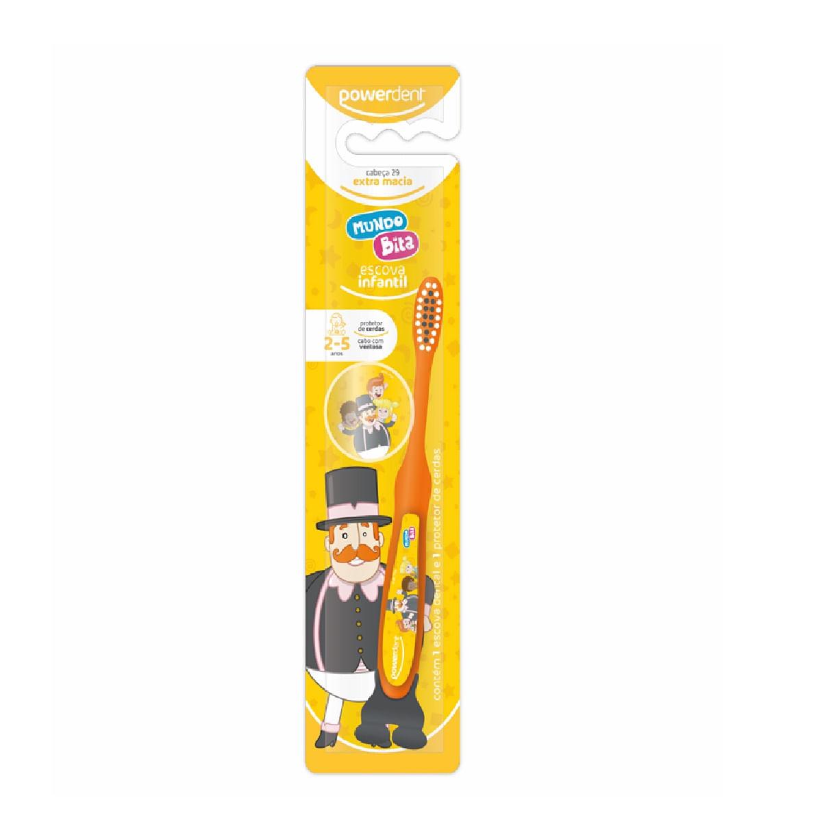 Escova Dental Infantil Powerdent Mundo Bita Extra Macia 2 a 5 anos 1 Unidade + protetor de cerdas — Powerdent | Drogaria Taveira