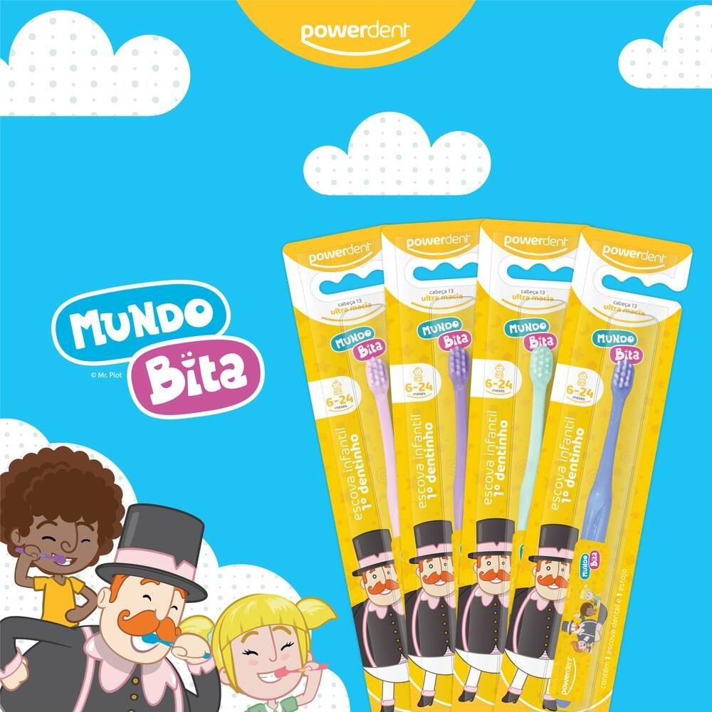 Escova Dental Infantil Powerdent Mundo Bita Primeiro Dentinho Ultra Macia 6 a 24 meses 1 Unidade — imagem 3 | Drogaria Taveira