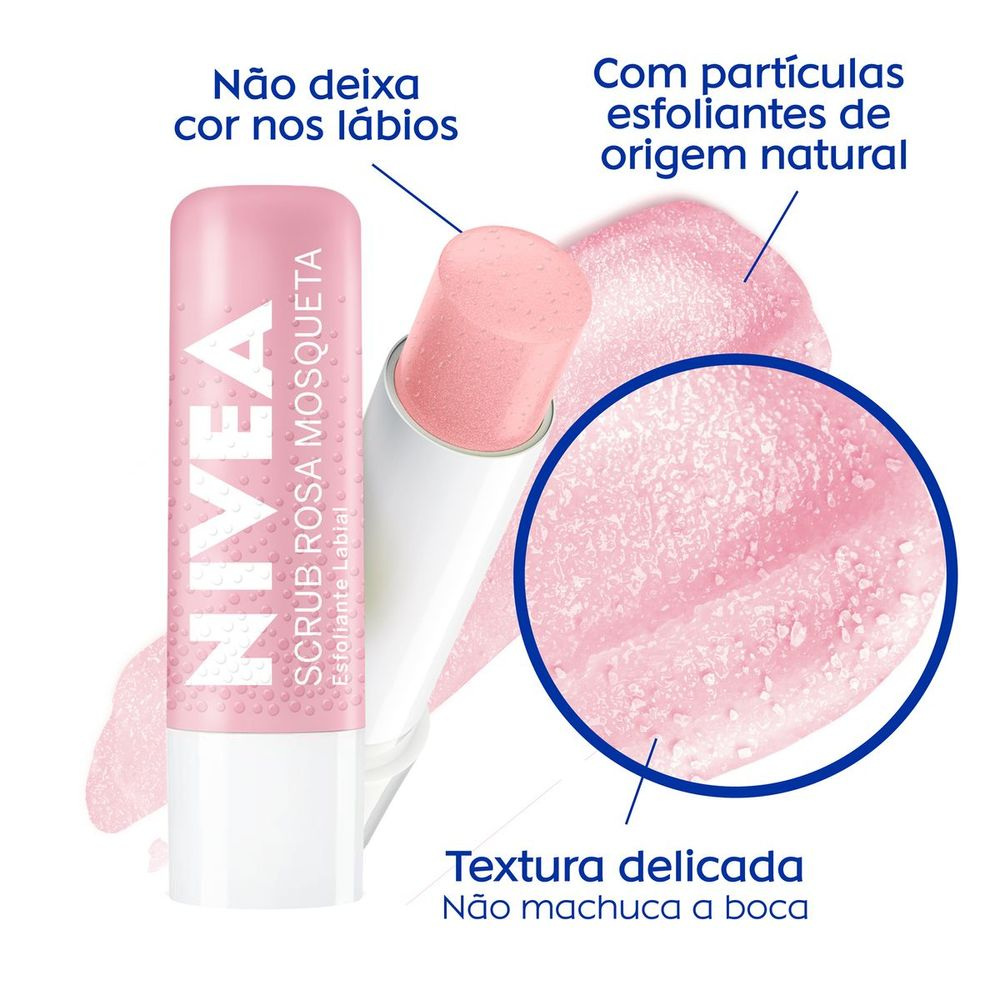 Esfoliante Labial Nivea Scrub Rosa Mosqueta + Vitamina E 4,8g — imagem 4 | Drogaria Taveira