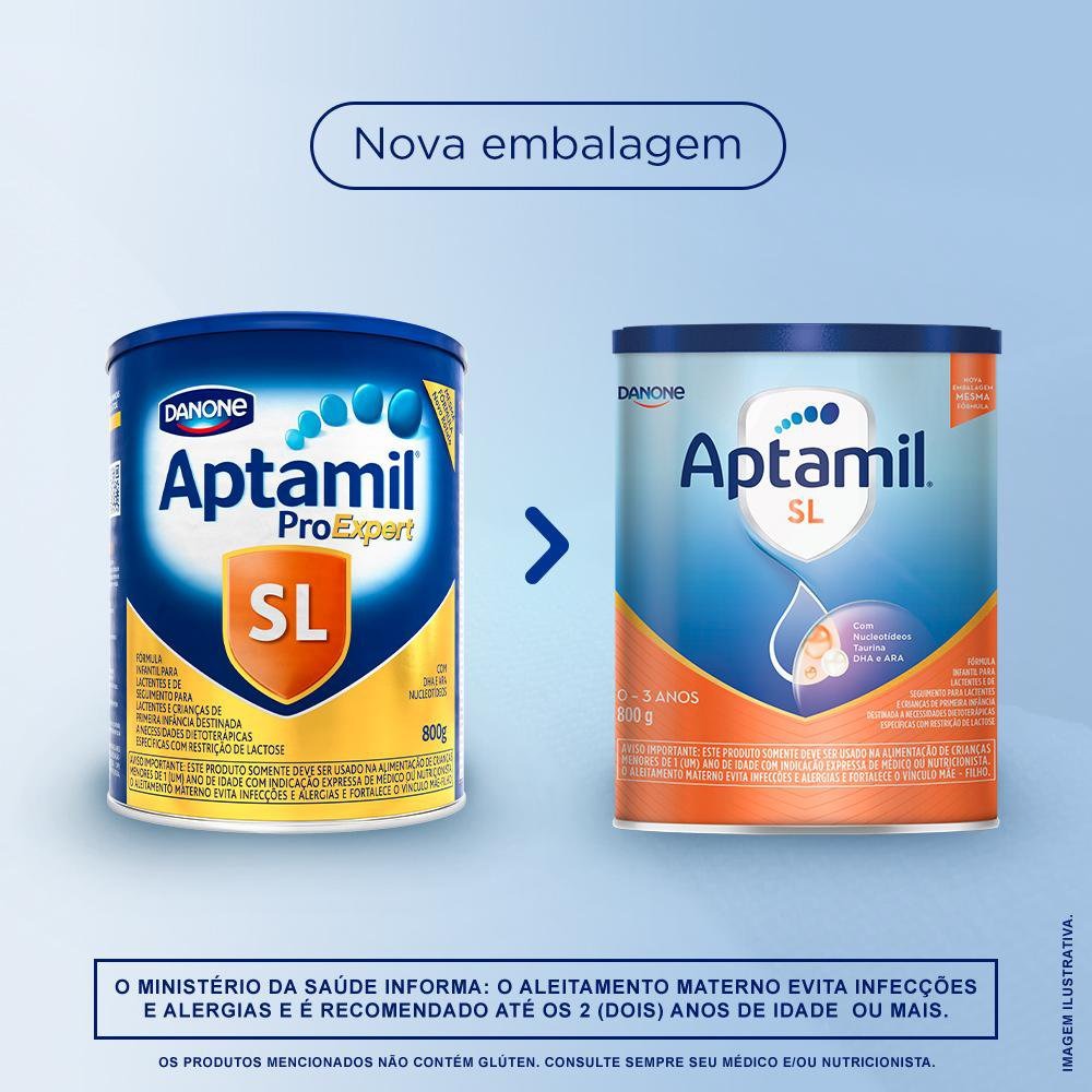 Fórmula Infantil Aptamil SL Sem Lactose de 0 a 3 anos 800g — imagem 4 | Drogaria Taveira