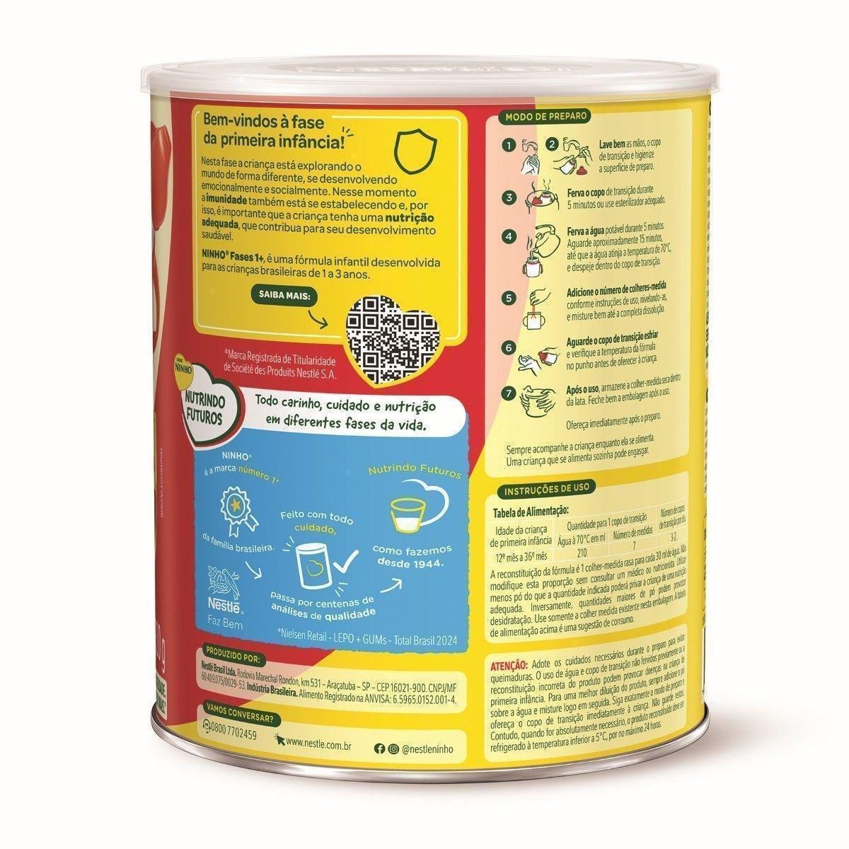 Fórmula Infantil Ninho Primeira Infância 1 a 3 Anos Nutri Fases 1+ 800g — imagem 2 | Drogaria Taveira
