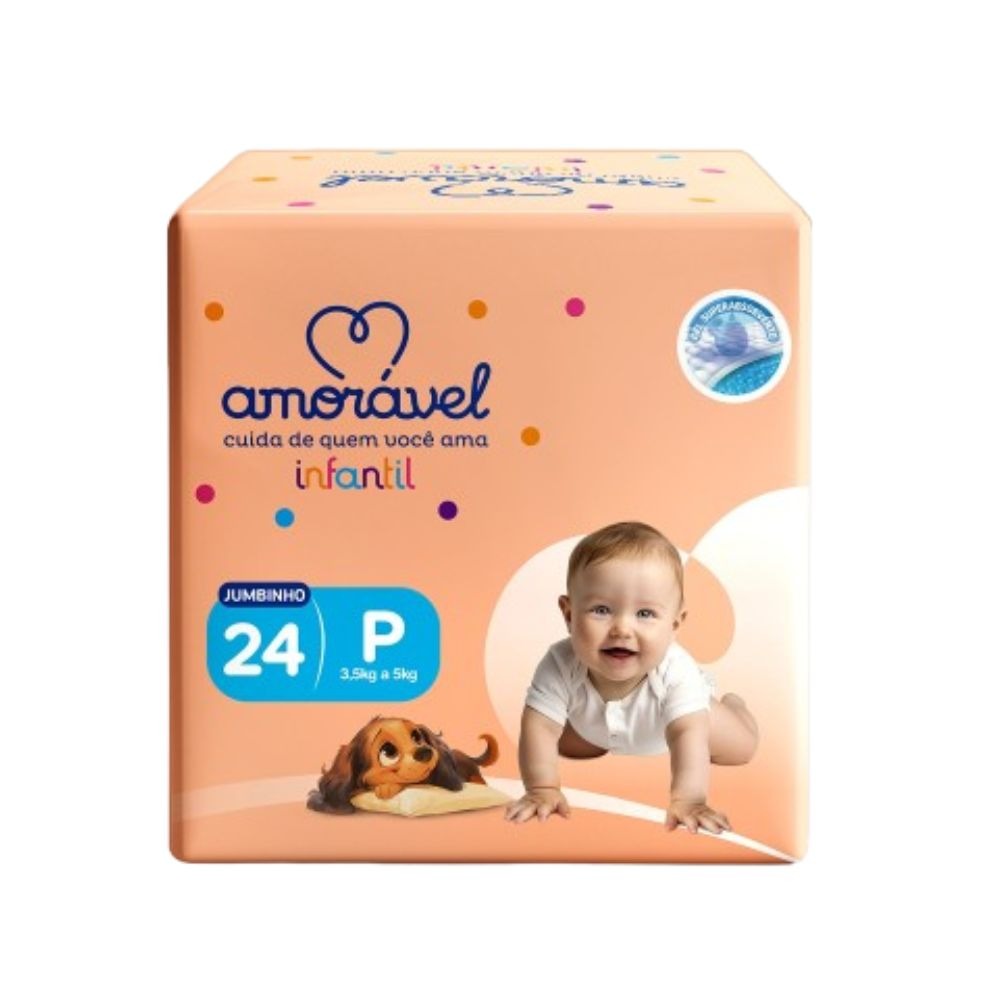 Fralda Amoravel Basic Jumbinho P 24 Unidades — Amoravel | Drogaria Taveira