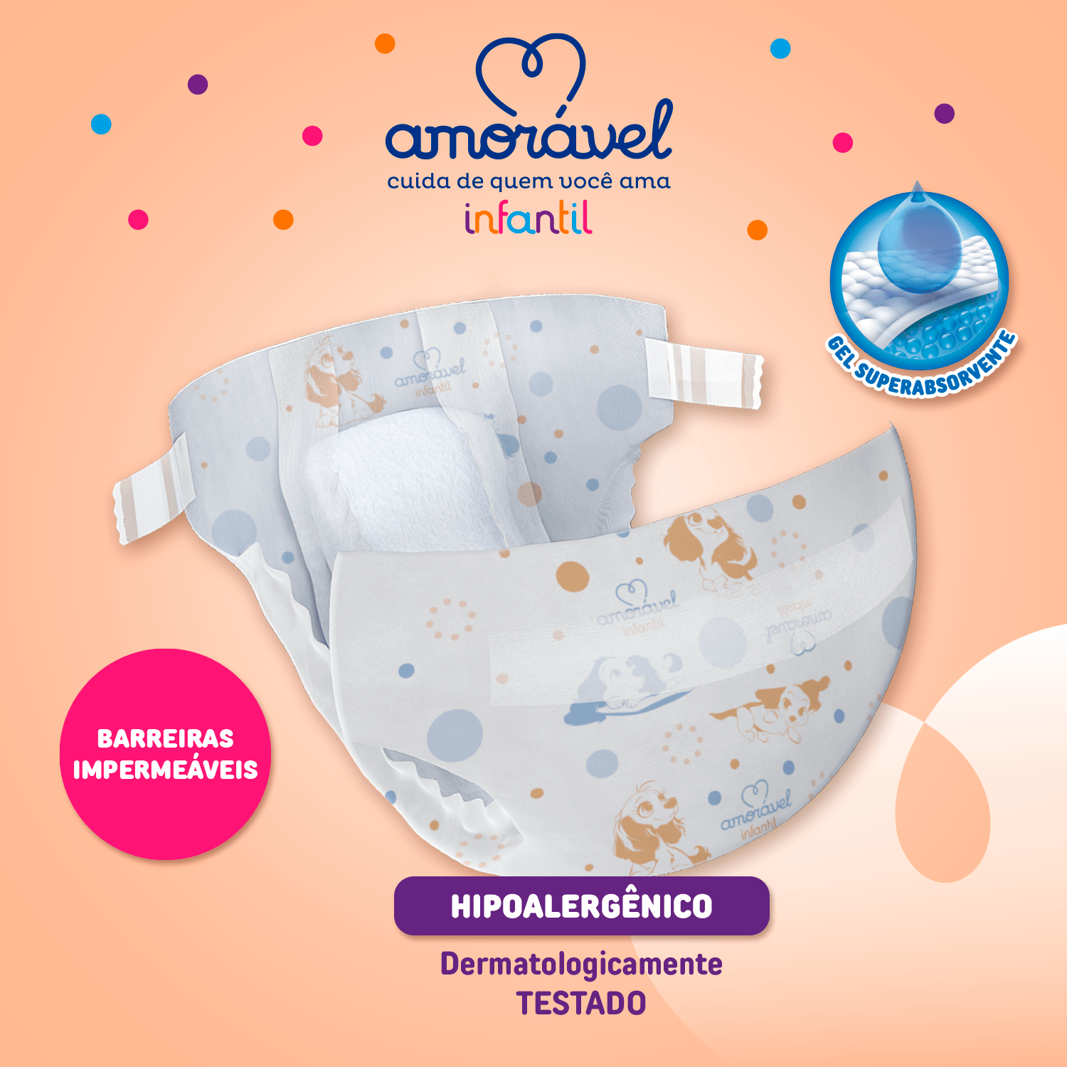Fralda Amoravel Basic M 70 Unidades — imagem 2 | Drogaria Taveira