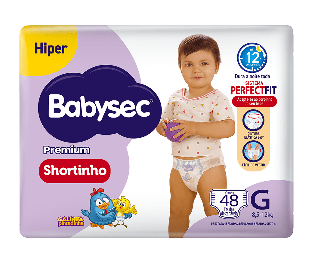 Fralda Babysec Premium Shortinho Galinha Pintadinha G 48 Unidades — imagem 2 | Drogaria Taveira