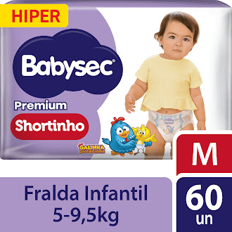 Fralda Babysec Premium Shortinho Galinha Pintadinha M 60 Unidades — Babysec | Drogaria Taveira