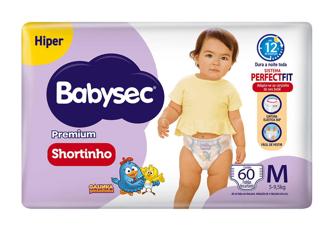 Fralda Babysec Premium Shortinho Galinha Pintadinha M 60 Unidades — imagem 2 | Drogaria Taveira