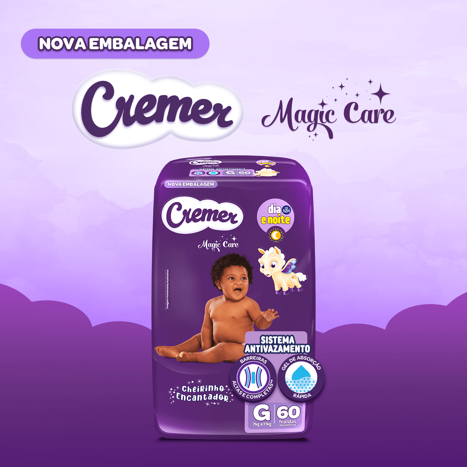 Fralda Cremer Magic Care Dia e Noite G 60 Unidades — imagem 4 | Drogaria Taveira