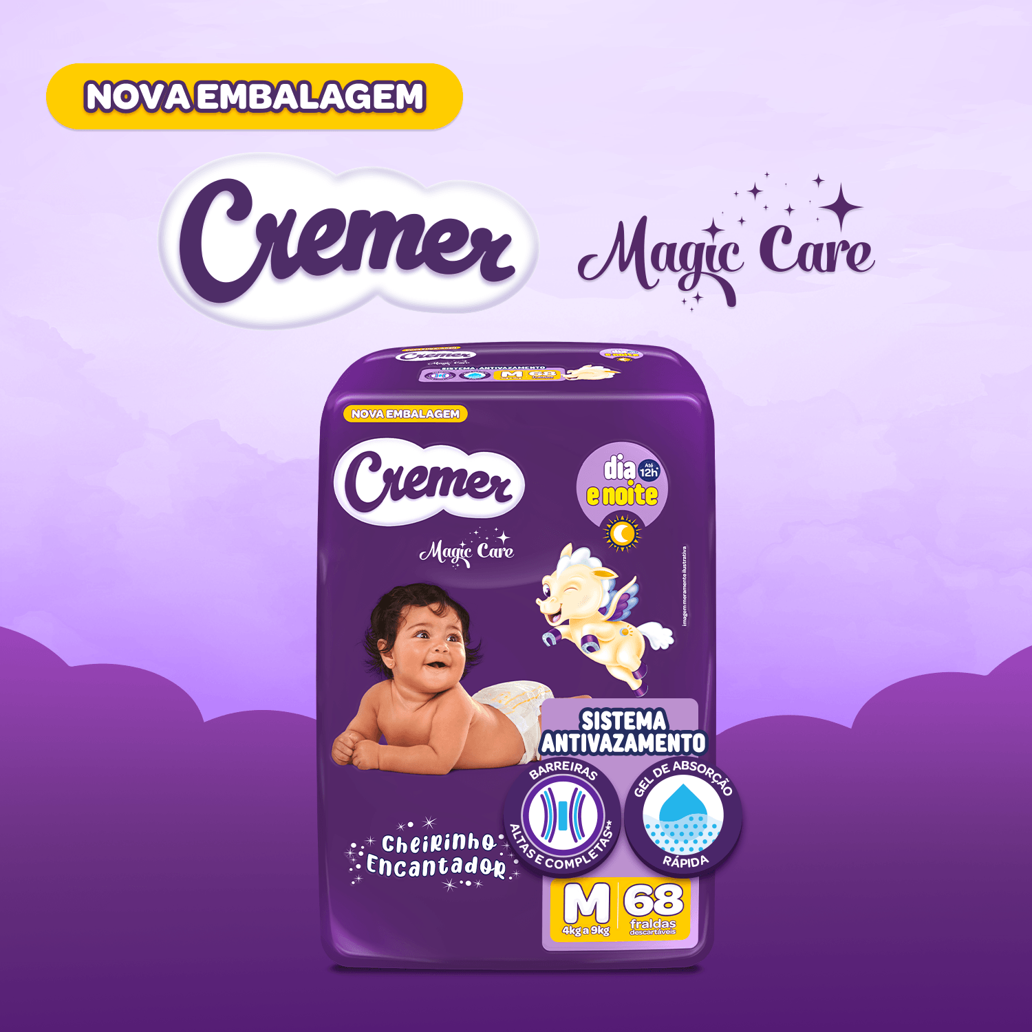Fralda Cremer Magic Care Dia e Noite M 68 Unidades — imagem 4 | Drogaria Taveira