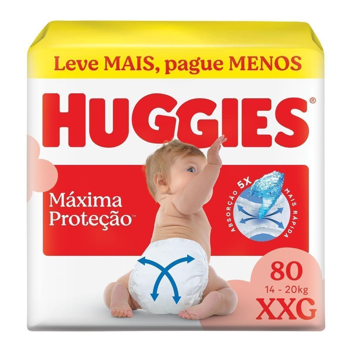 Fralda Huggies Máxima Proteção XXG 80 Unidades — Huggies | Drogaria Taveira