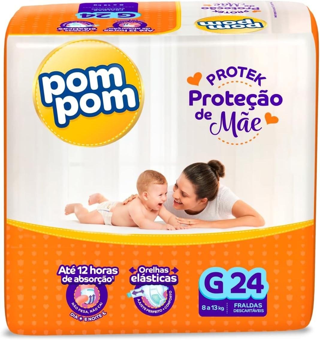 Fralda Pom Pom Protek Proteção de Mãe G 24 Unidades — Pompom | Drogaria Taveira