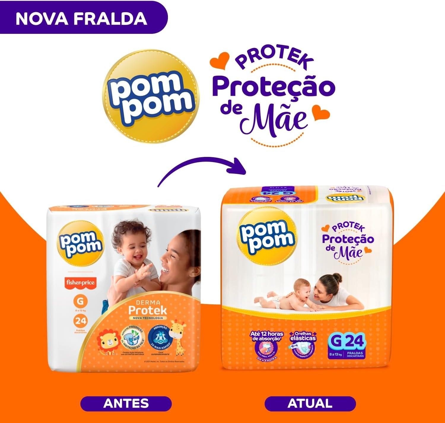 Fralda Pom Pom Protek Proteção de Mãe G 24 Unidades — imagem 4 | Drogaria Taveira
