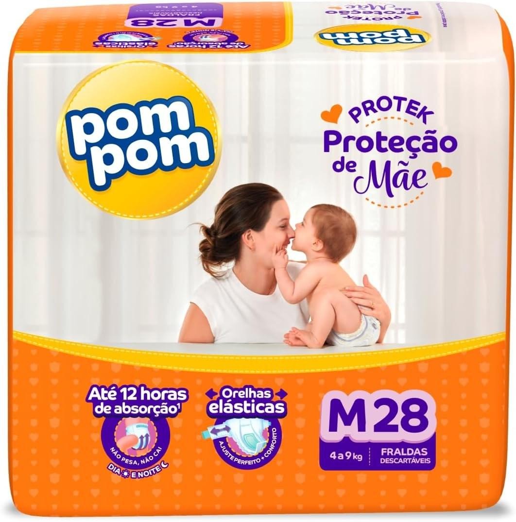 Fralda Pom Pom Protek Proteção de Mãe M 28 Unidades — Pompom | Drogaria Taveira