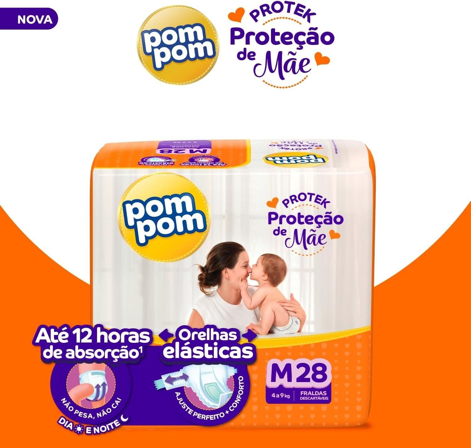 Fralda Pom Pom Protek Proteção de Mãe M 28 Unidades — imagem 3 | Drogaria Taveira