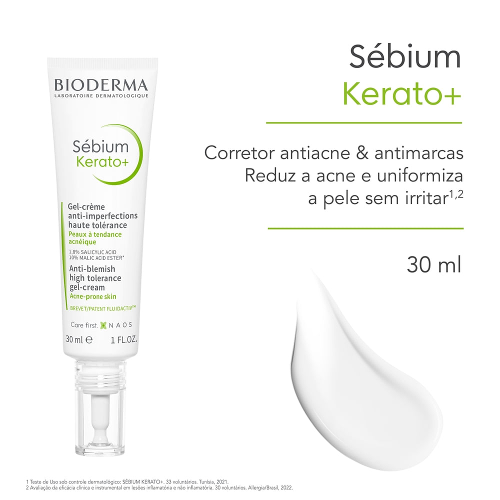 Gel Creme Facial Bioderma Sébium Kerato+ Antiacne e Antimarcas 30ml — imagem 2 | Drogaria Taveira