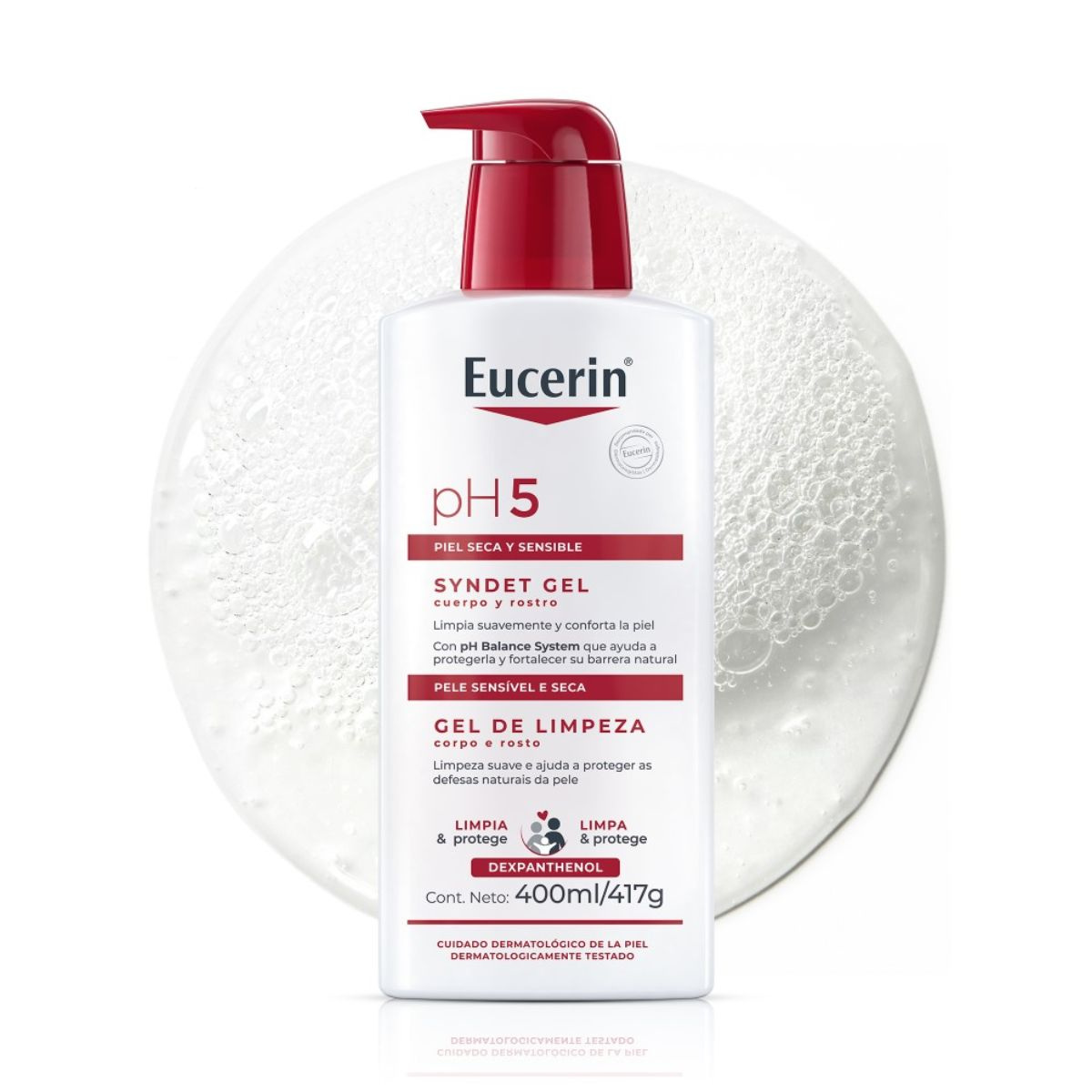 Gel De Limpeza Eucerin  Syndet Gel Corpo E Rosto Ph5 400ml — imagem 2 | Drogaria Taveira