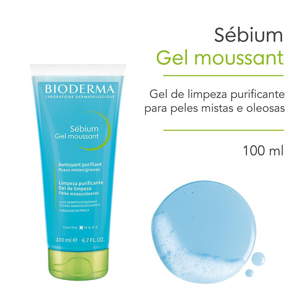 Gel de Limpeza Facial Bioderma Sébium Gel Moussant Antioleosidade 100ml — imagem 2 | Drogaria Taveira