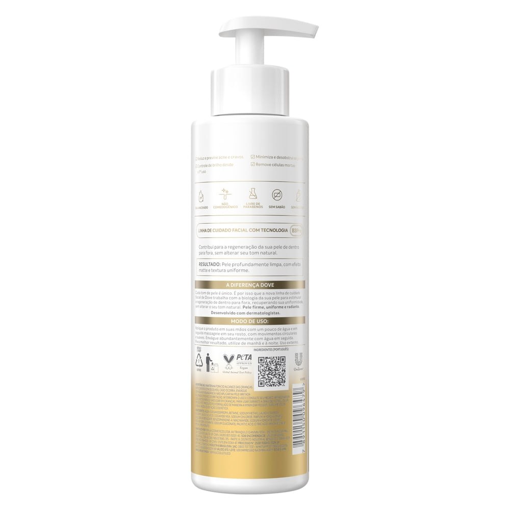 Gel de Limpeza Facial Dove Regenerative Antioleosidade e Efeito Matte 300ml — imagem 2 | Drogaria Taveira