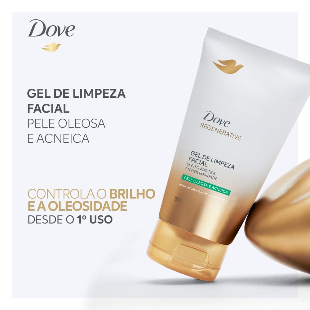 Gel de Limpeza Facial Dove Regenerative Antioleosidade Efeito Matte com Ácido Salicílico 150ml — imagem 4 | Drogaria Taveira
