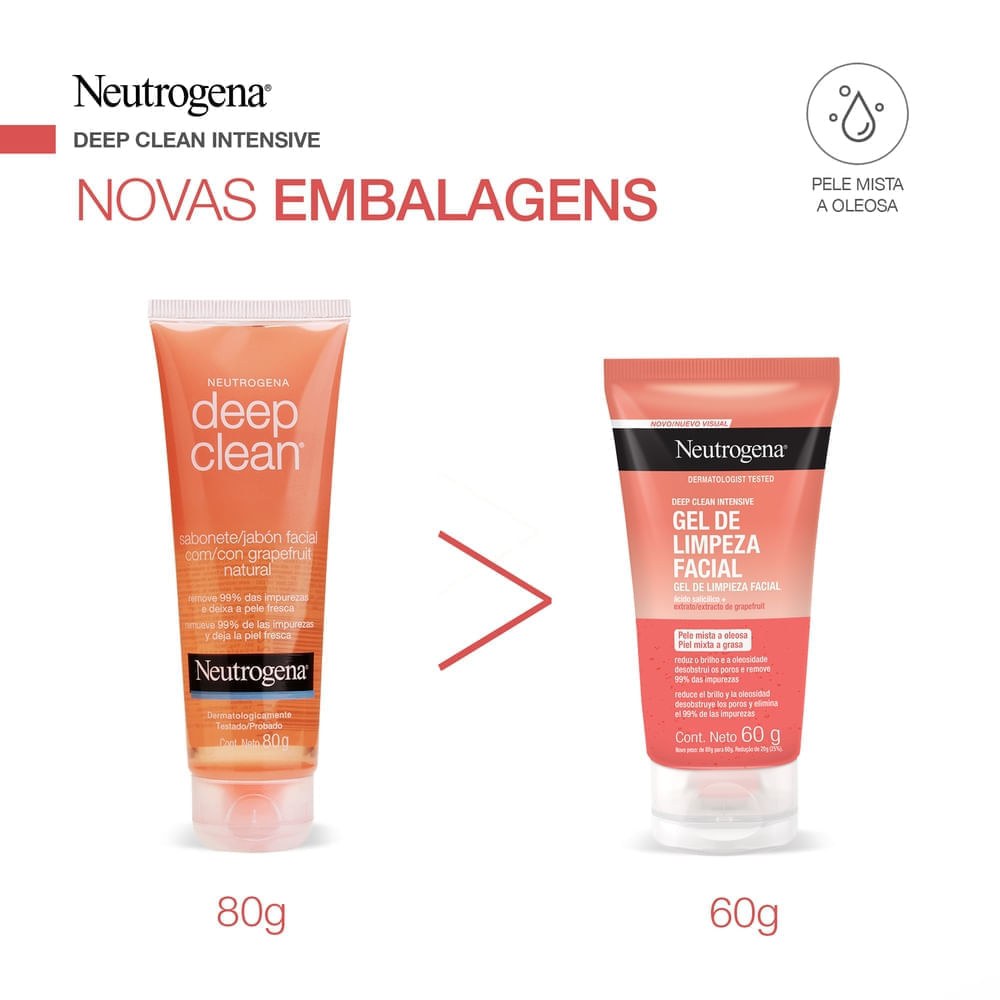 Gel de Limpeza Facial Neutrogena Deep Clean Grapefruit 60g — imagem 4 | Drogaria Taveira