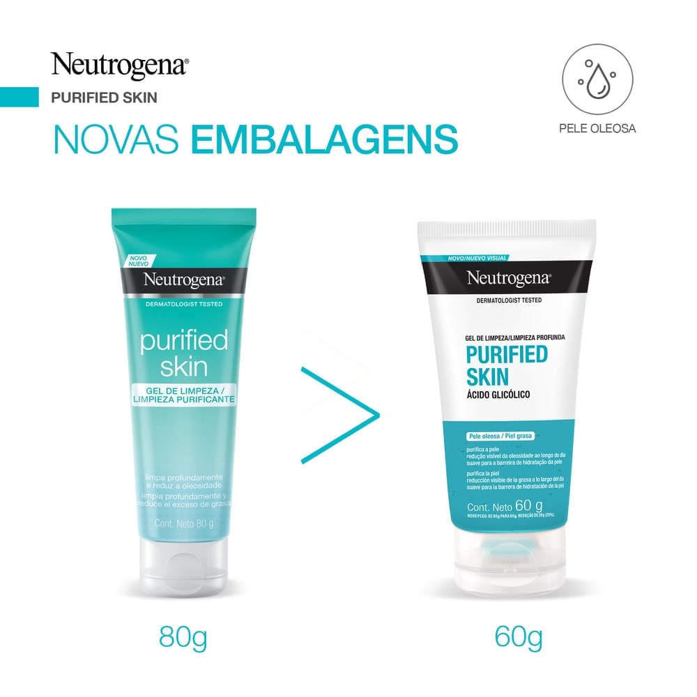 Gel de Limpeza Facial Neutrogena Purified Skin Antioleosidade 60g — imagem 3 | Drogaria Taveira