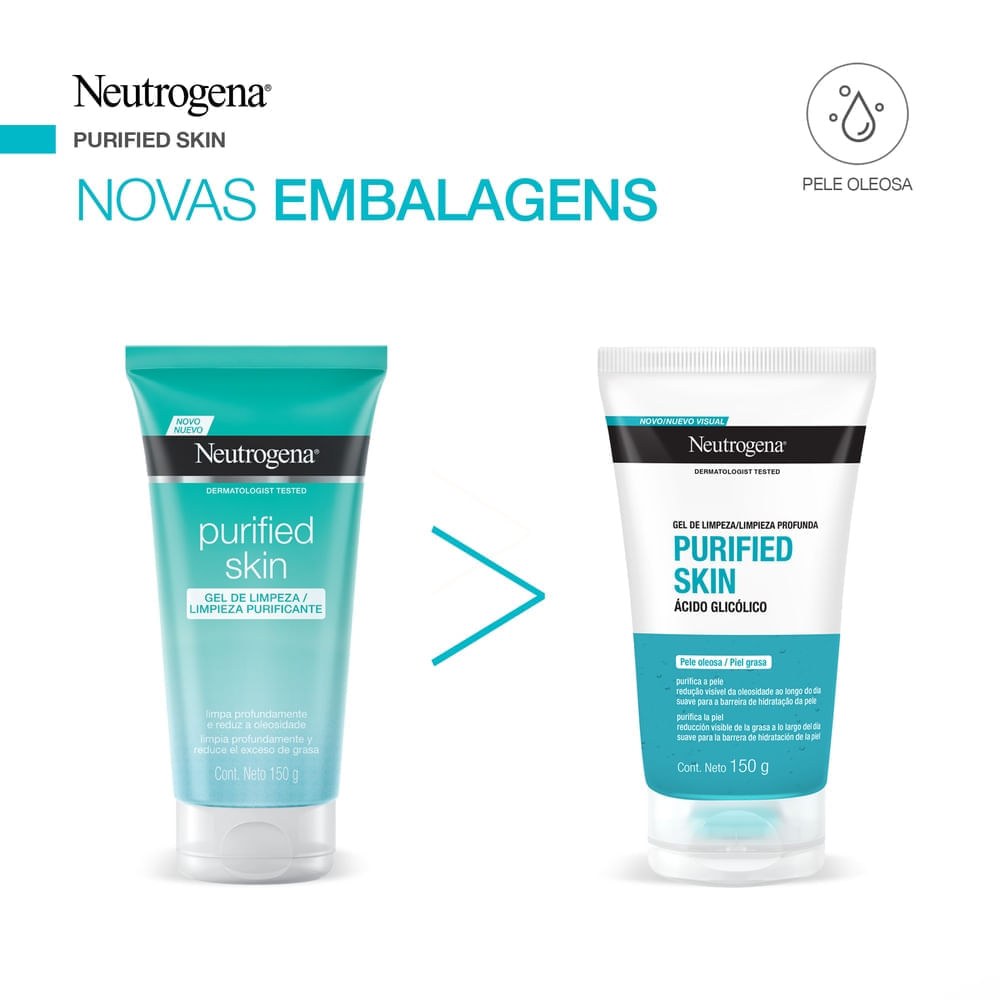 Gel de Limpeza Facial Neutrogena Purified Skin com Ácido Glicólico 150g — imagem 4 | Drogaria Taveira
