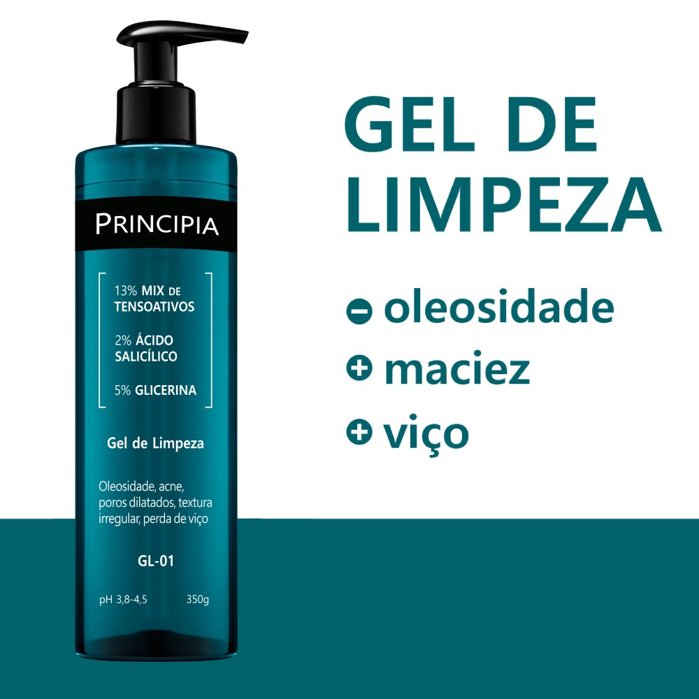 Gel de Limpeza Facial Principia GL-01 com Ácido Salicílico 2% e Glicerina 5% 350ml — imagem 3 | Drogaria Taveira