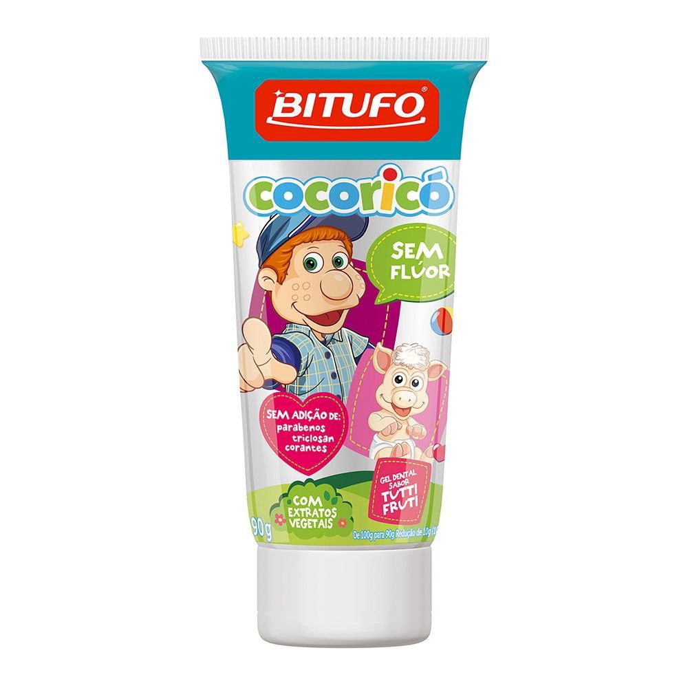 Gel Dental Infantil Bitufo Cocoricó Sem Flúor Sem Corantes Sabor Tutti Frutti 90g — Bitufo | Drogaria Taveira