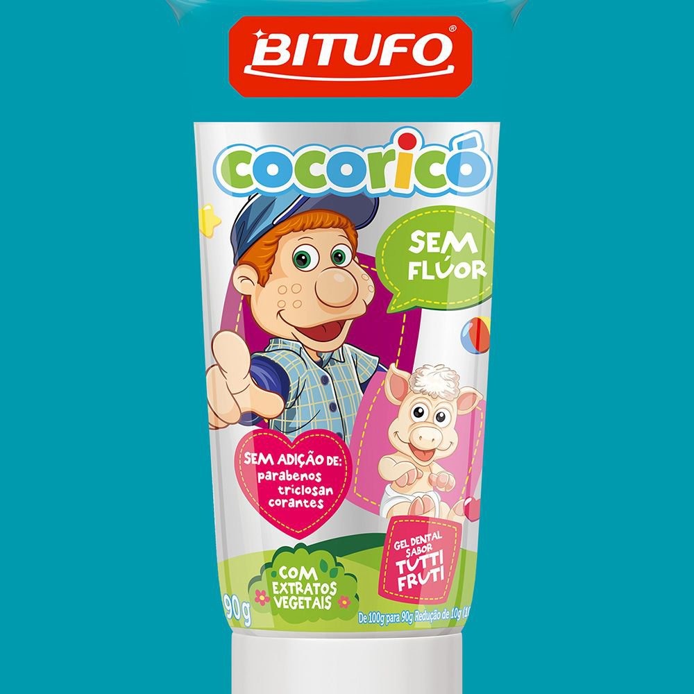 Gel Dental Infantil Bitufo Cocoricó Sem Flúor Sem Corantes Sabor Tutti Frutti 90g — imagem 2 | Drogaria Taveira