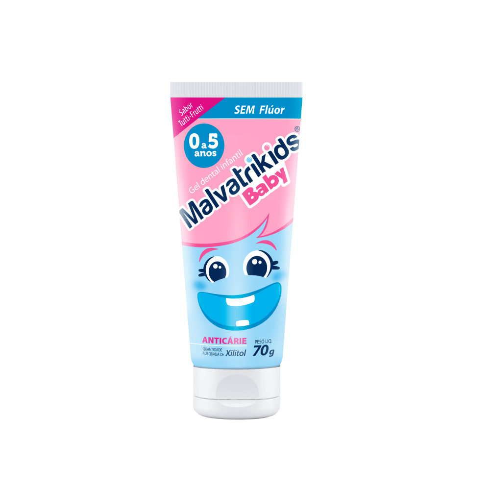 Gel Dental Infantil Malvatrikids Baby Anticáries Sem Flúor Xilitol Sabor Tutti Frutti 70g — Malvatricin | Drogaria Taveira