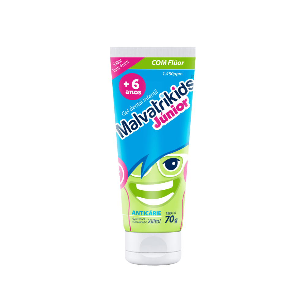 Gel Dental Infantil Malvatrikids Júnior Anticáries Flúor Xilitol Sabor Tutti Frutti 70g — Malvatricin | Drogaria Taveira