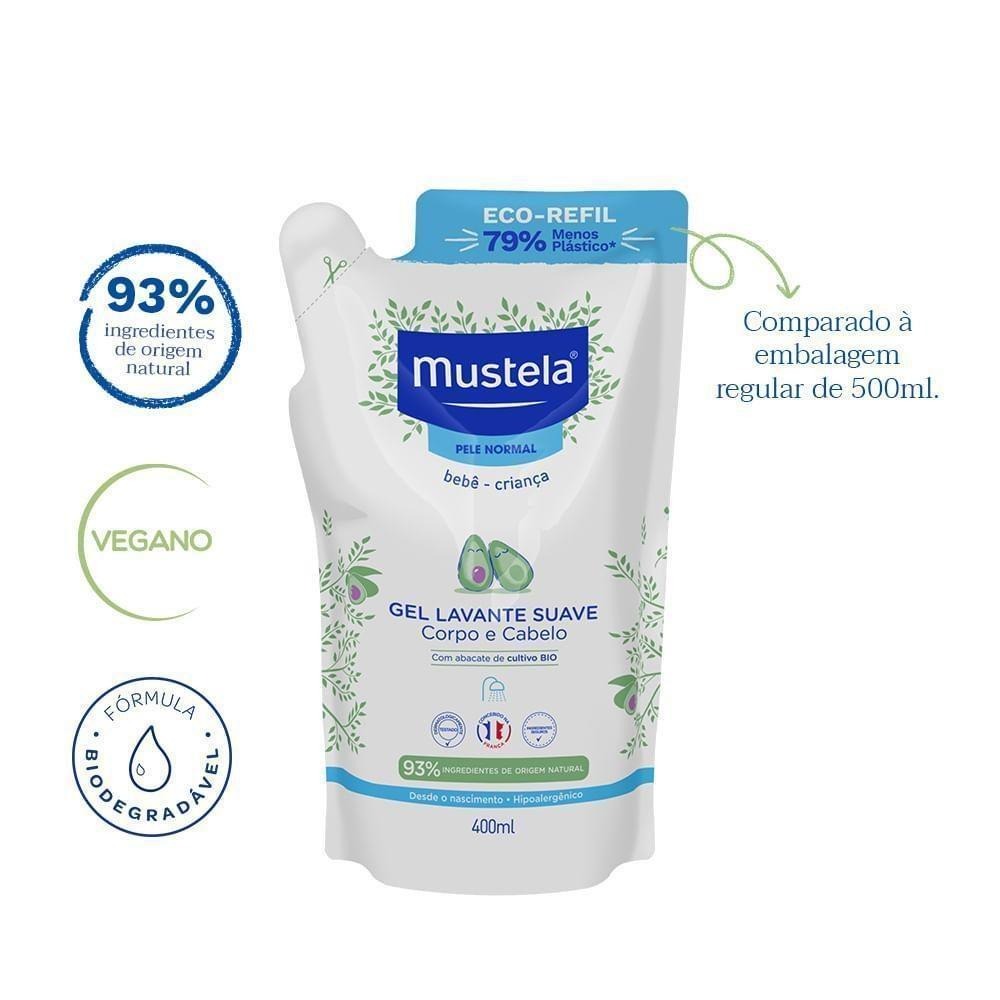 Gel Lavante Mustela Bebê Suave Corpo e Cabelo 400ml — imagem 4 | Drogaria Taveira