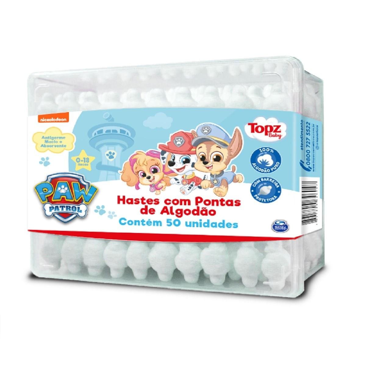 Hastes Flexíveis Topz Baby Patrulha Canina 50 Unidades — Cremer | Drogaria Taveira