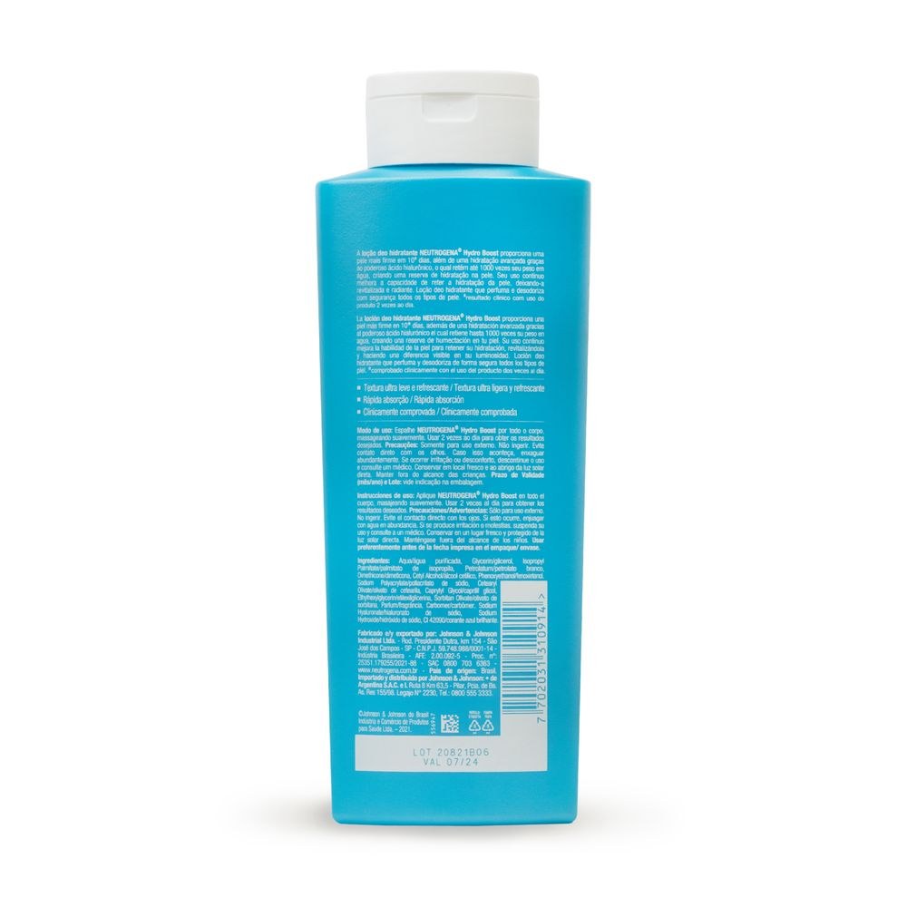 Hidratante Corporal Neutrogena Hydro Boost Water Gel com Ácido Hialurônico 400ml — imagem 3 | Drogaria Taveira