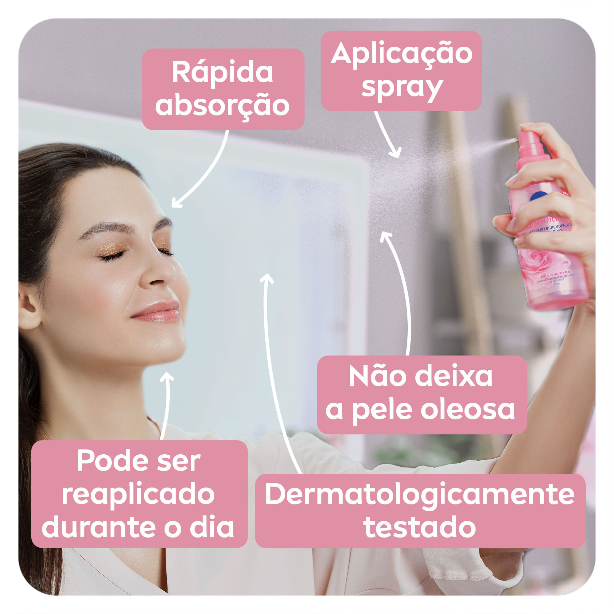 Hidratante Facial Nivea Aqua Rose em Spray 150ml — imagem 4 | Drogaria Taveira