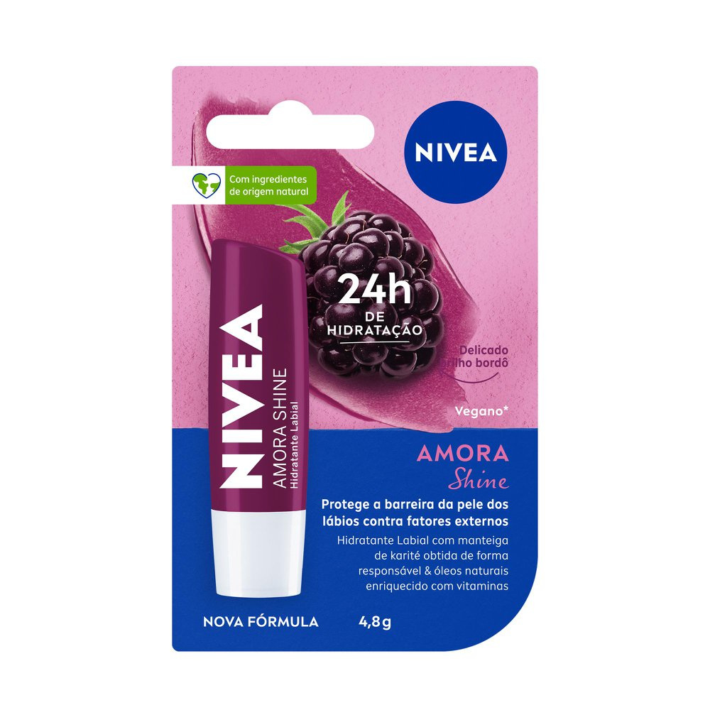 Hidratante Labial Nivea Amora Shine 4,8g — Nivea | Drogaria Taveira