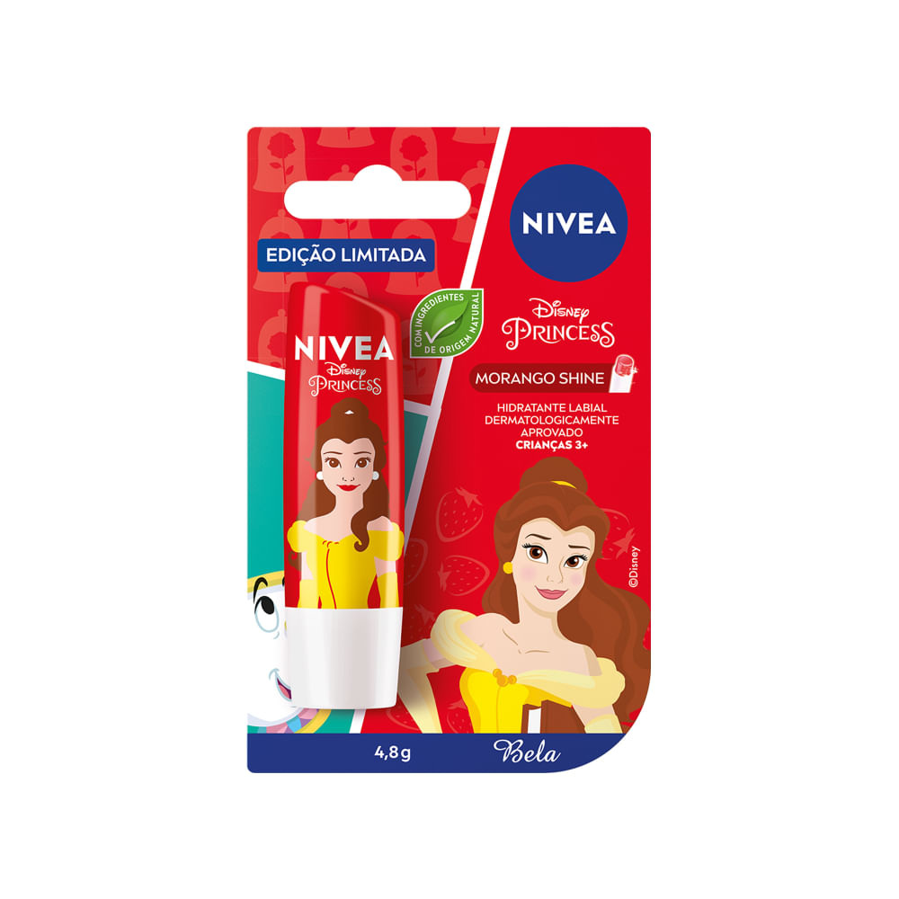Hidratante Labial Nivea Disney Princess Bela Morango Shine 4,8g — imagem 3 | Drogaria Taveira