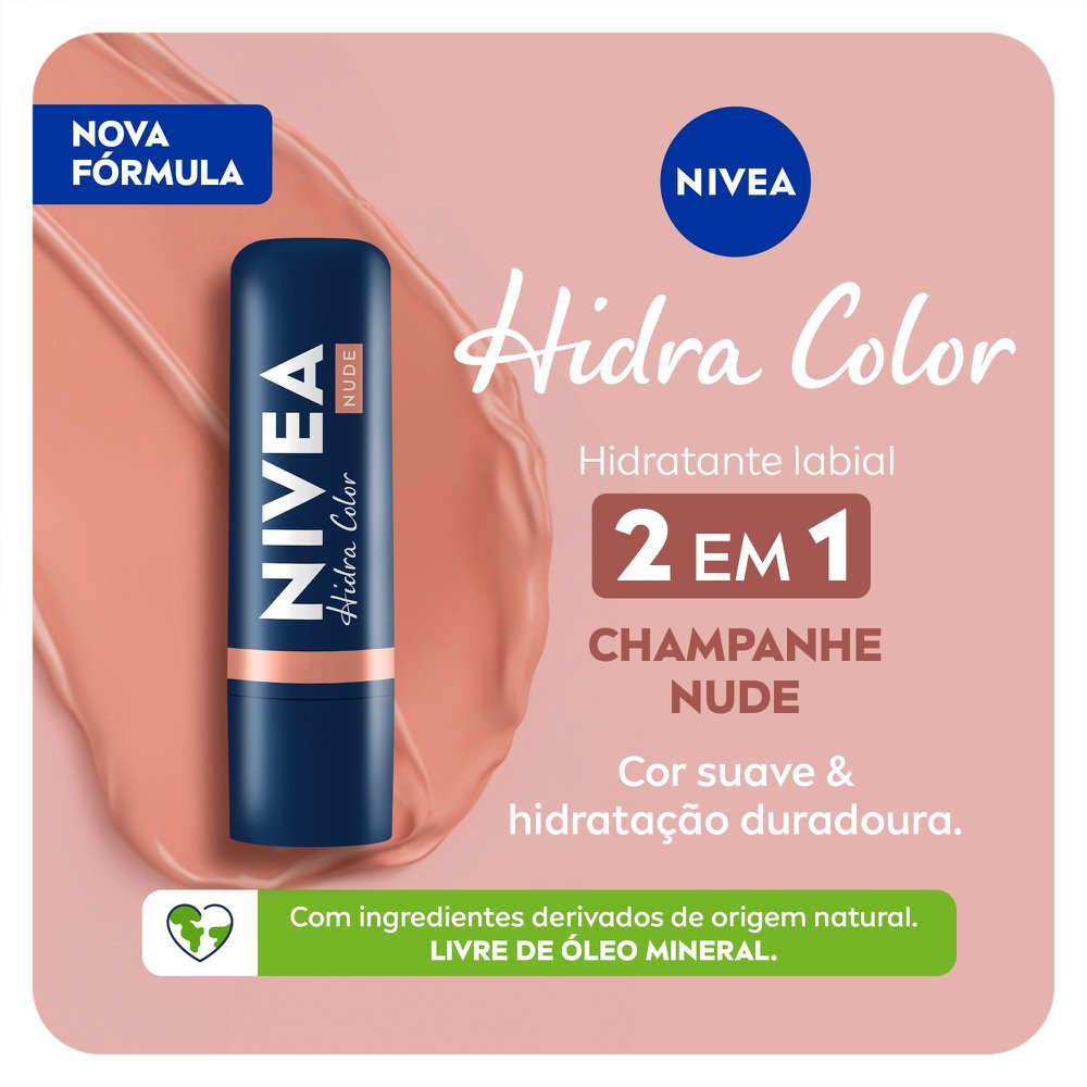 Hidratante Labial Nivea Hidra Color Nude 4,8g — imagem 2 | Drogaria Taveira