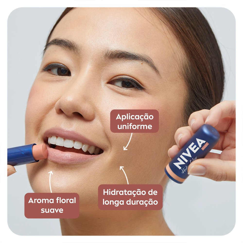 Hidratante Labial Nivea Hidra Color Nude 4,8g — imagem 3 | Drogaria Taveira